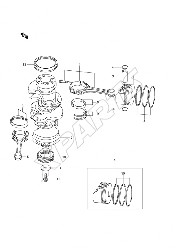  Crankshaft til Suzuki motor